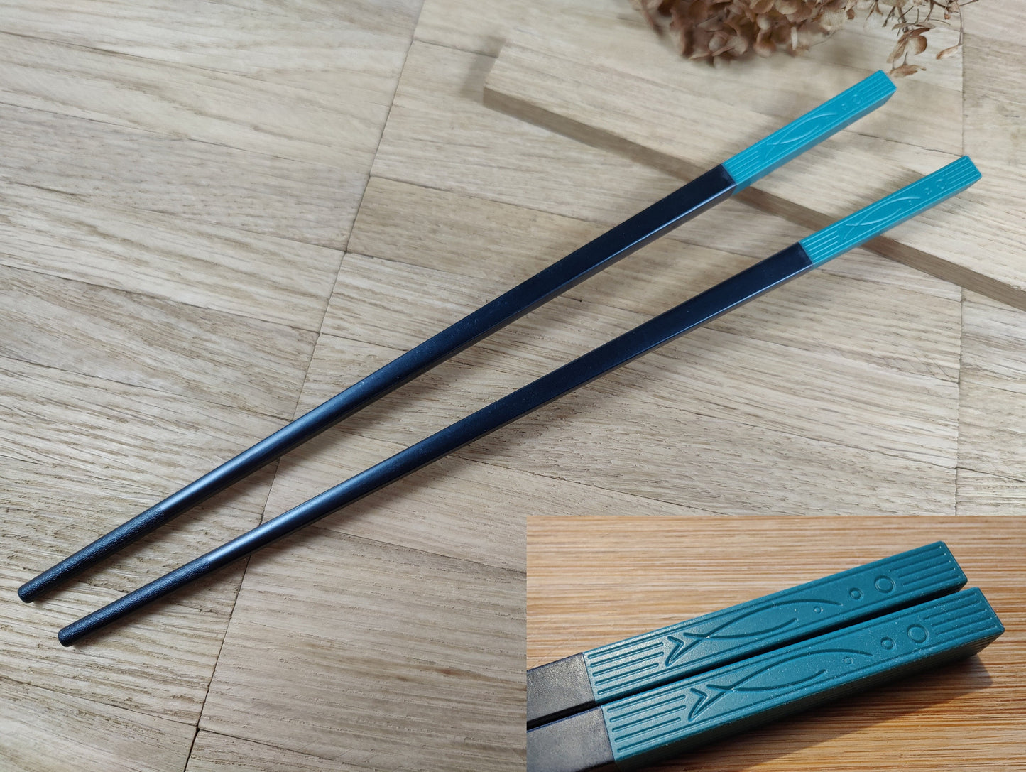 Chopsticks personalisiert mit Fischmotiv 5 Farben zur Wahl Chinesische Stäbchen mit Wunschgravur 24 cm Geschenk