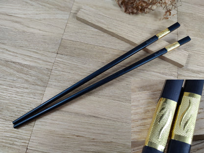 Chopsticks personalisiert schwarz mit Verzierungen 5 Modelle zur Wahl Chinesische Stäbchen mit Wunschgravur 24 cm Geschenk