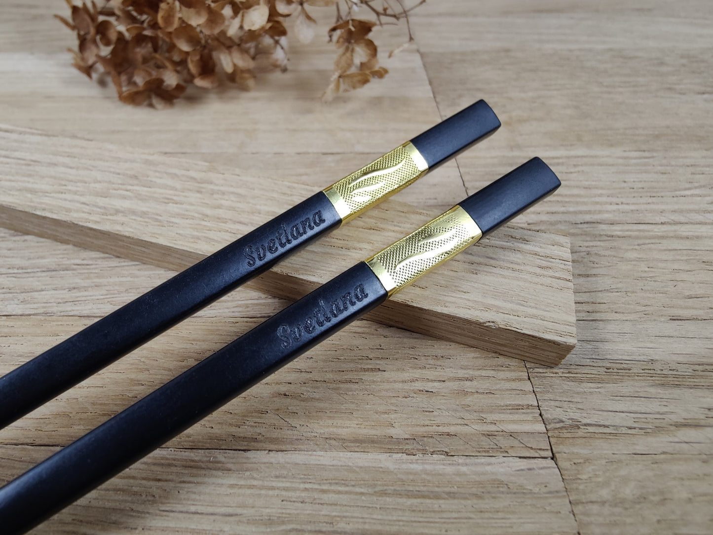 Chopsticks personalisiert schwarz mit Verzierungen 5 Modelle zur Wahl Chinesische Stäbchen mit Wunschgravur 24 cm Geschenk