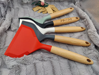 Pfannenwender personalisiert Silikon backen kochen ca. 26 cm lang mit Wunschgravur Geschenk Küchenhelfer