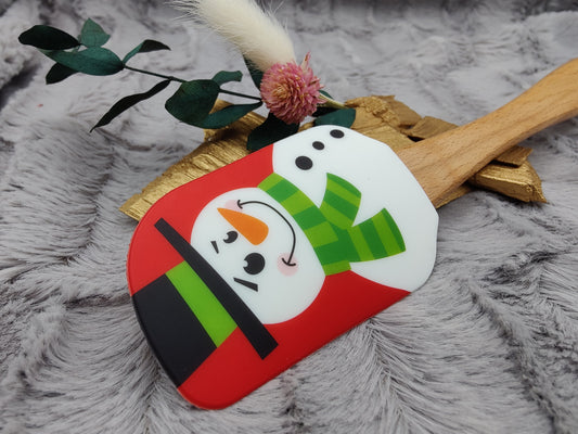 Silikonspatel personalisiert Schneemann Weihnachten Teigschaber backen, kochen ca. 25 cm lang mit Wunschgravur Geschenk