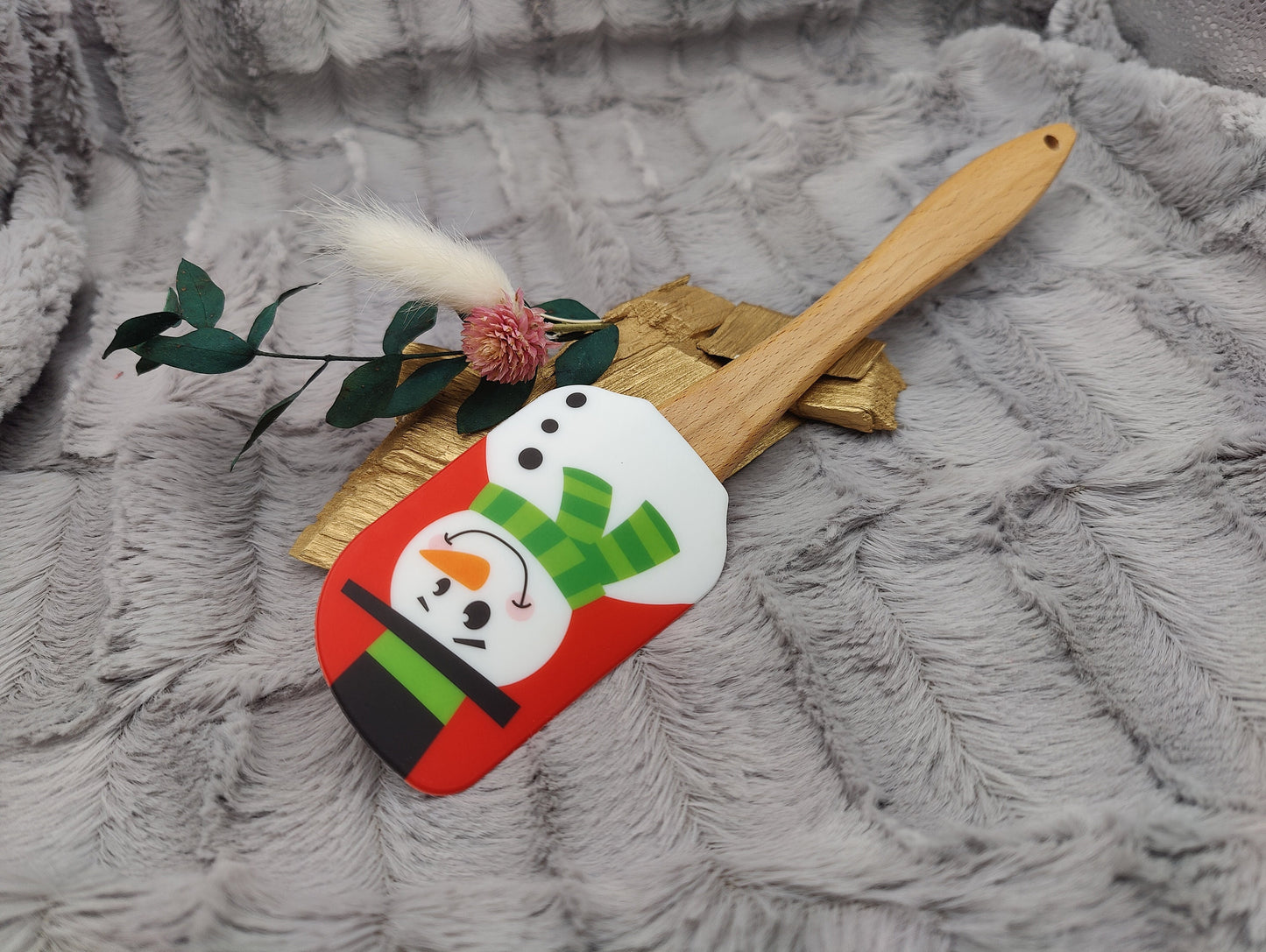 Silikonspatel personalisiert Schneemann Weihnachten Teigschaber backen, kochen ca. 25 cm lang mit Wunschgravur Geschenk