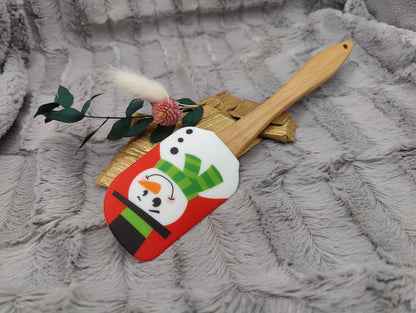 Silikonspatel personalisiert Schneemann Weihnachten Teigschaber backen, kochen ca. 25 cm lang mit Wunschgravur Geschenk