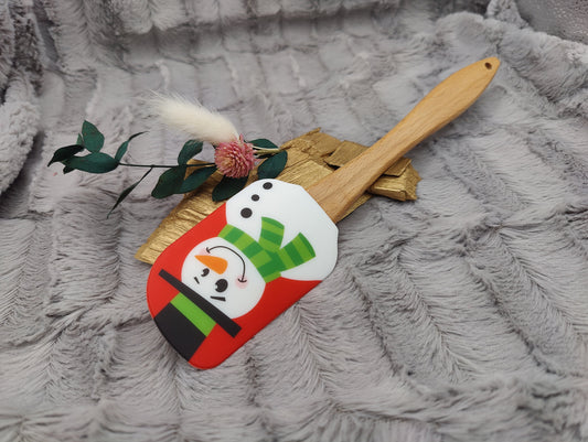 Silikonspatel personalisiert Schneemann Weihnachten Teigschaber backen, kochen ca. 25 cm lang mit Wunschgravur Geschenk
