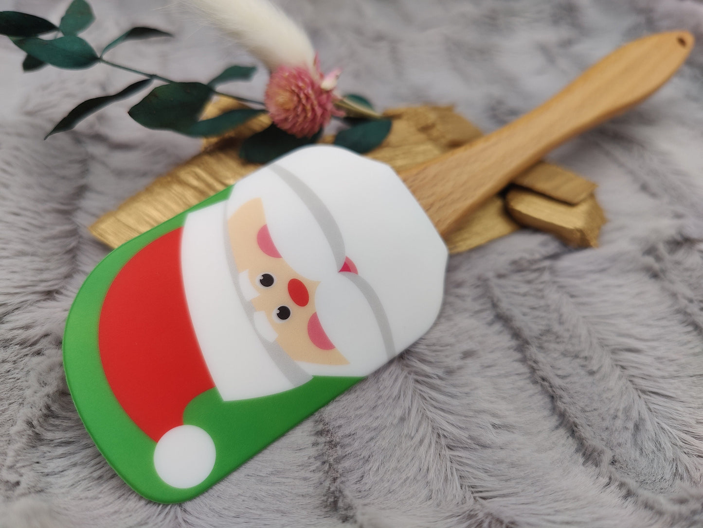 Silikonspatel personalisiert grün Nikolaus Weihnachten Teigschaber backen, kochen ca. 25 cm lang mit Wunschgravur Geschenk
