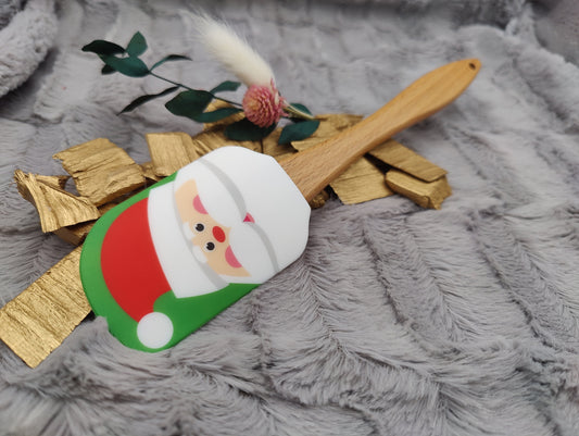 Silikonspatel personalisiert grün Nikolaus Weihnachten Teigschaber backen, kochen ca. 25 cm lang mit Wunschgravur Geschenk
