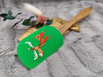 Silikonspatel personalisiert grün 3D Rentier Weihnachten Teigschaber backen, kochen ca. 25 cm lang mit Wunschgravur Geschenk