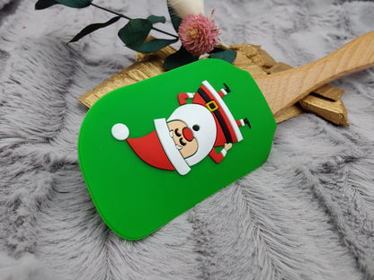 Silikonspatel personalisiert grün 3D Nikolaus Weihnachten Teigschaber backen, kochen ca. 25 cm lang mit Wunschgravur Geschenk