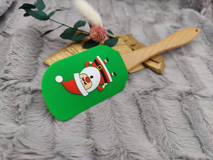 Silikonspatel personalisiert grün 3D Nikolaus Weihnachten Teigschaber backen, kochen ca. 25 cm lang mit Wunschgravur Geschenk