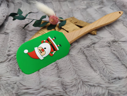Silikonspatel personalisiert grün 3D Nikolaus Weihnachten Teigschaber backen, kochen ca. 25 cm lang mit Wunschgravur Geschenk