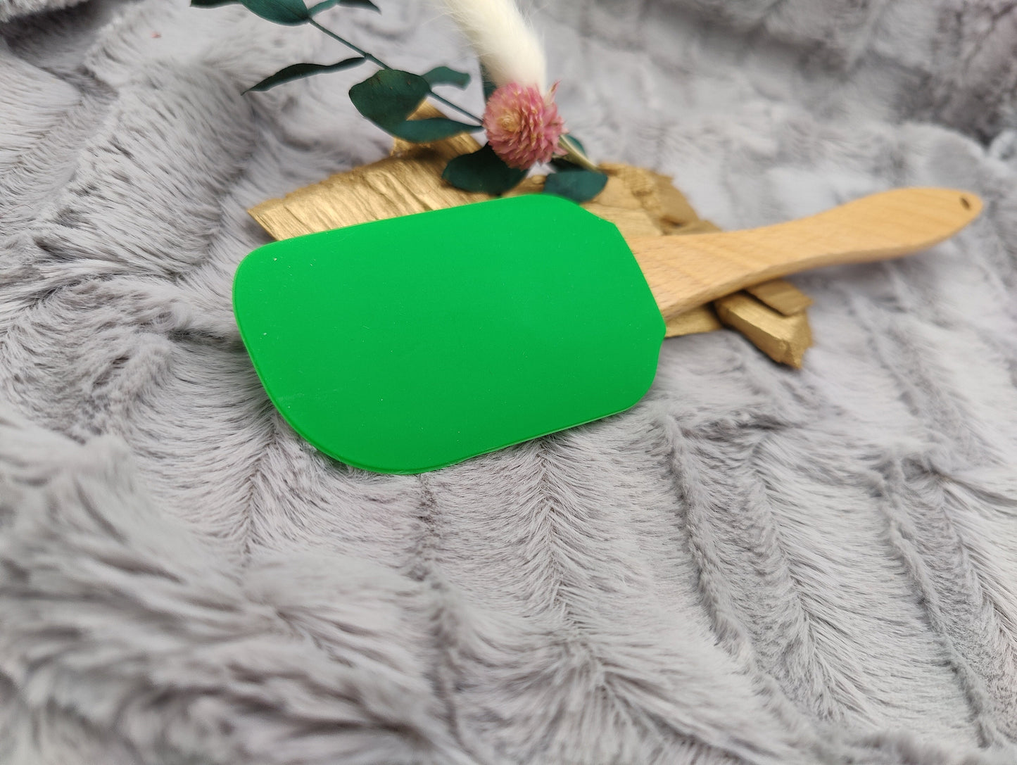 Silikonspatel personalisiert grün 3D Nikolaus Weihnachten Teigschaber backen, kochen ca. 25 cm lang mit Wunschgravur Geschenk