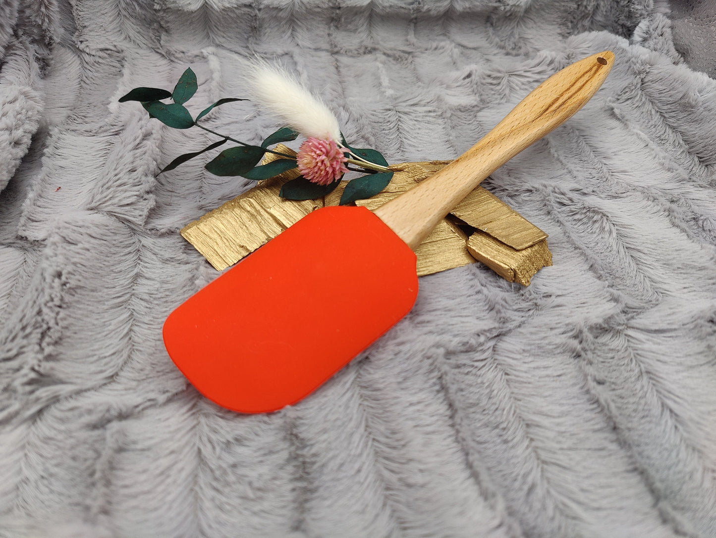 Silikonspatel personalisiert rot 3D Schneemann Weihnachten Teigschaber backen, kochen ca. 25 cm lang mit Wunschgravur Geschenk