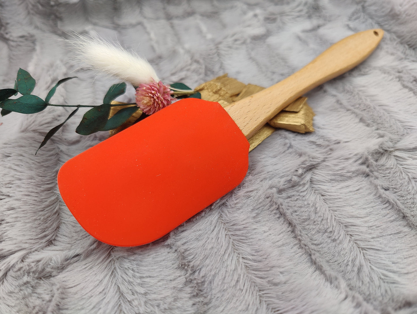 Silikonspatel personalisiert rot 3D Christbaum Weihnachten Teigschaber backen, kochen ca. 25 cm lang mit Wunschgravur Geschenk
