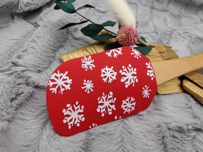 Silikonspatel personalisiert rot Schneeflocken Weihnachten Teigschaber backen, kochen ca. 25 cm lang mit Wunschgravur Geschenk