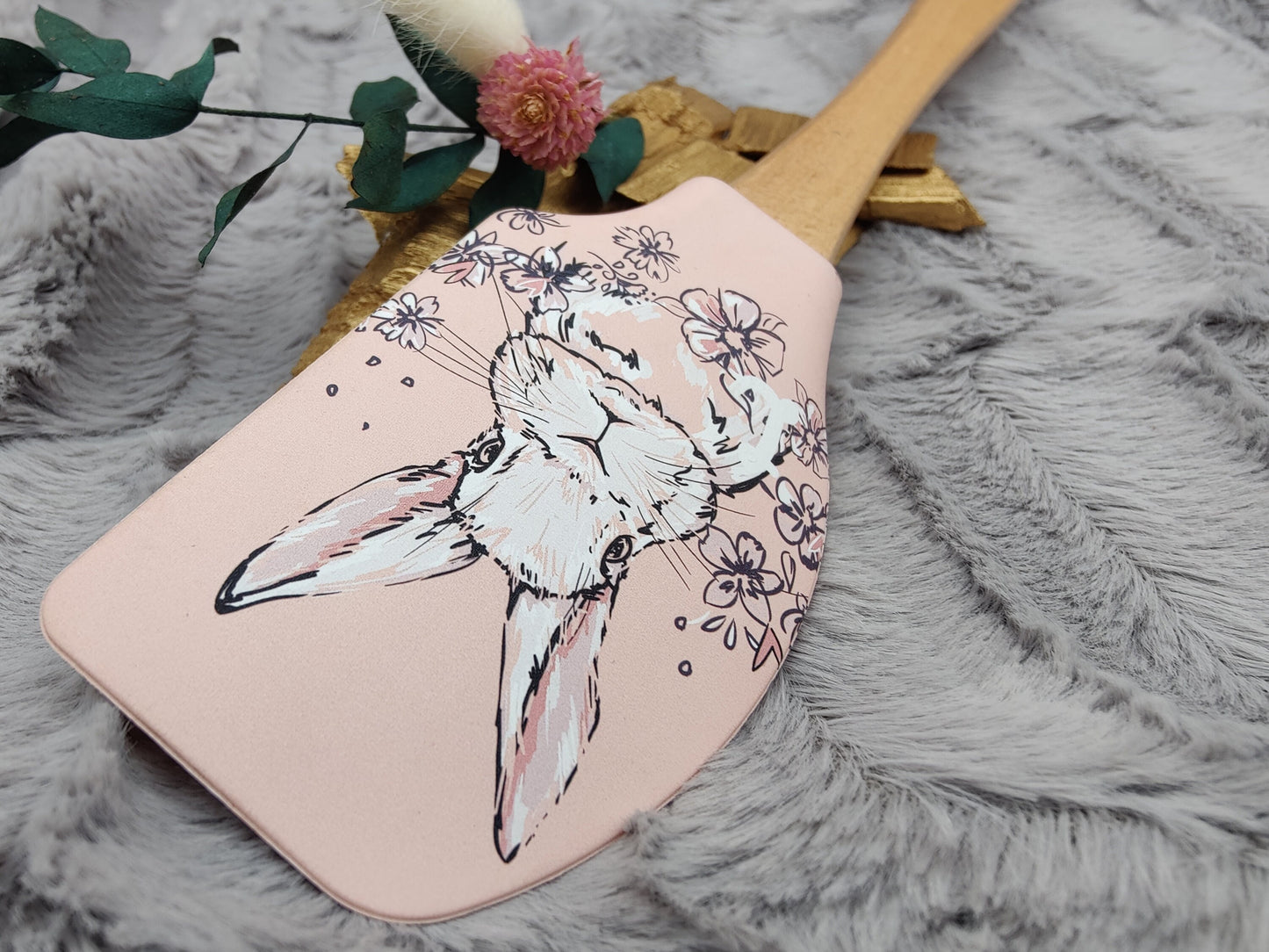 Teigschaber Silikonspatel XXXL Hase Ostern  backen kochen personalisiert ca. 31 cm lang mit Wunschgravur Geschenk Küchenhelfer