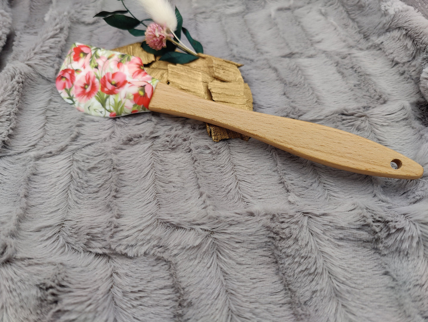 Teigschaber Silikonspatel personalisiert Blumen floral  backen, kochen ca. 25 cm lang mit Wunschgravur personalisiert Geschenk