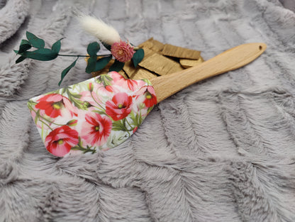 Teigschaber Silikonspatel personalisiert Blumen floral  backen, kochen ca. 25 cm lang mit Wunschgravur personalisiert Geschenk