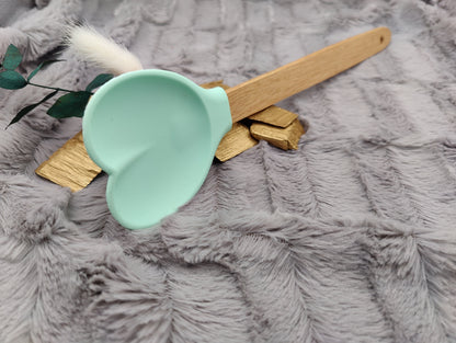 Teigschaber Silikonschaber Herz Silikonspatel  Holz Silikon in Herzform backen, kochen ca. 28 cm lang mit Wunschgravur personalisiert Liebe