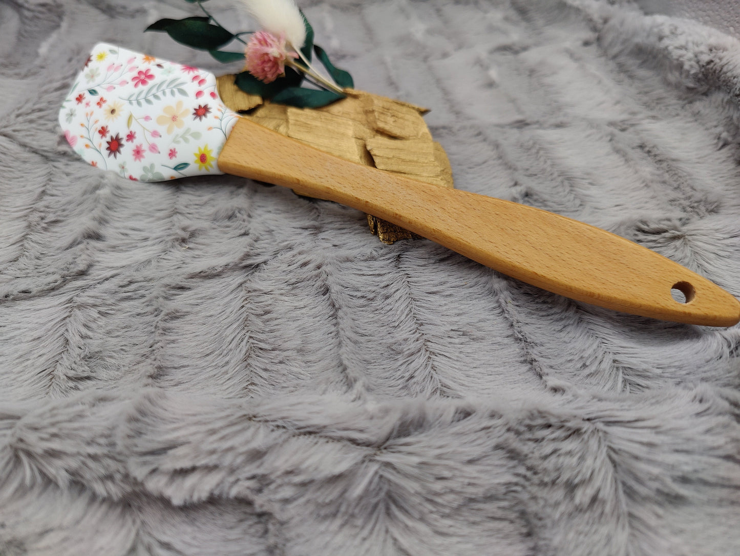 Silikonspatel Blumen floral Teigschaber backen, kochen ca. 25 cm lang mit Wunschgravur personalisiert Geschenk