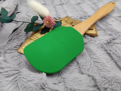 Silikonspatel personalisiert grün 3D Elch Weihnachten Teigschaber backen, kochen ca. 25 cm lang mit Wunschgravur Geschenk