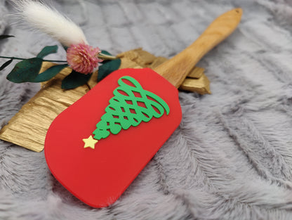 Silikonspatel personalisiert rot 3D Christbaum Weihnachten Teigschaber backen, kochen ca. 25 cm lang mit Wunschgravur Geschenk