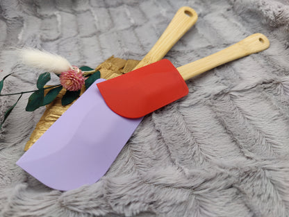 Teigschaber Silikonspatel personalisiert 2er Set lila und rot backen, kochen ca. 25 cm lang mit Wunschgravur Geschenk