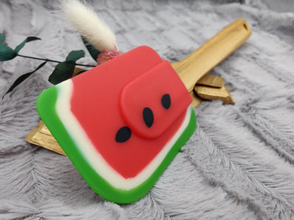 Teigschaber Silikonspatel personalisiert Wassermelone Melone Bambus  backen, kochen ca. 25 cm lang mit Wunschgravur Geschenk