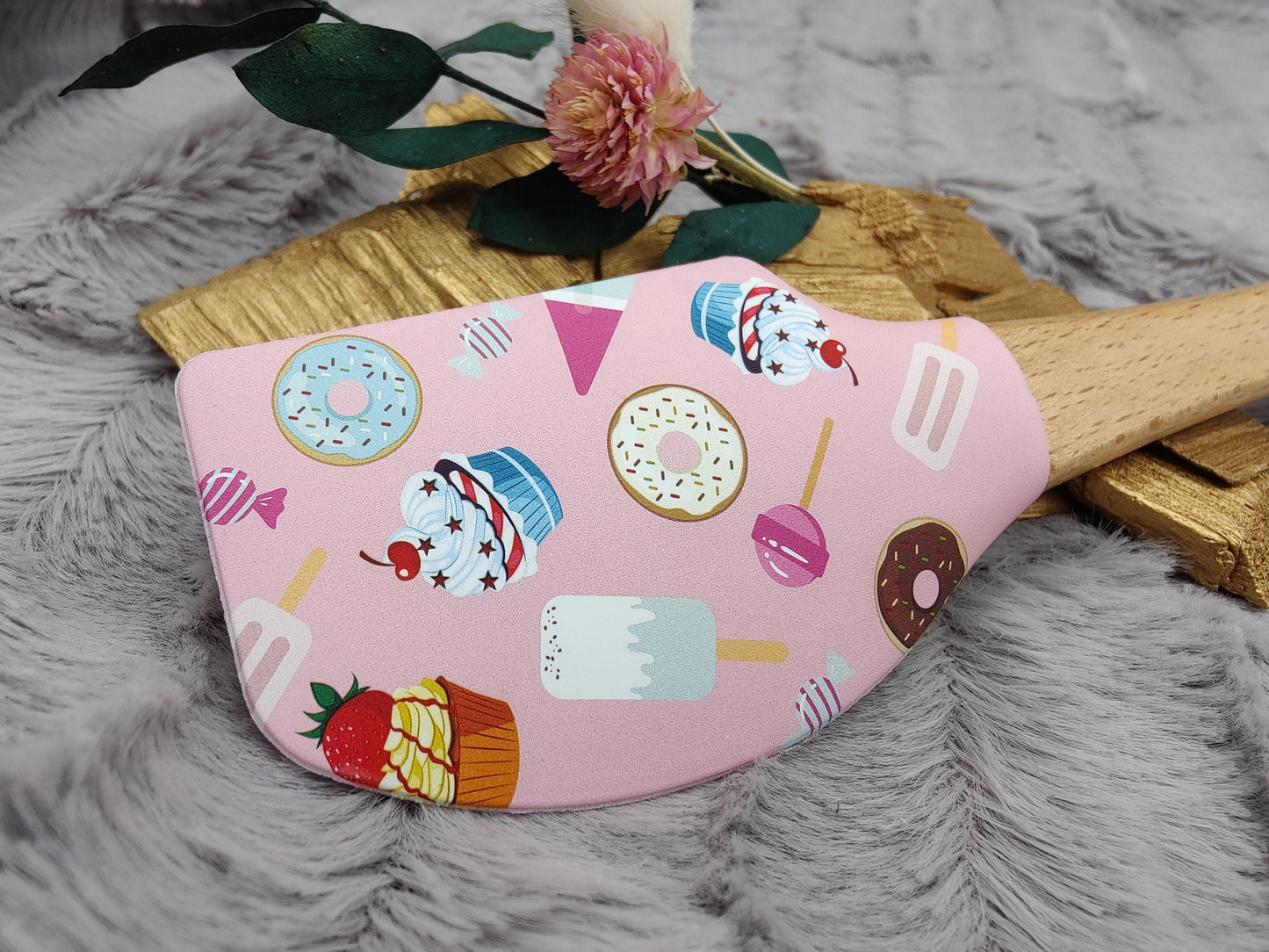 Teigschaber Silikonspatel Cupcake rosa Torte Muffins  backen, kochen ca. 25 cm lang mit Wunschgravur personalisiert Geschenk