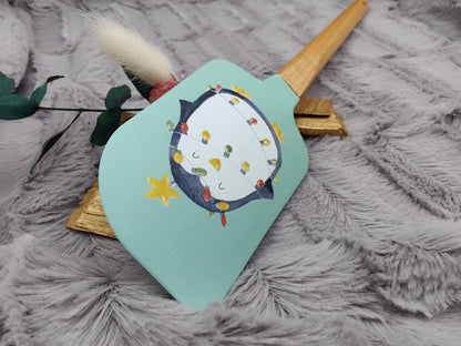 Teigschaber Silikonspatel XXXL personalisiert mint Pinguin  backen kochen ca. 32 cm lang mit Wunschgravur Geschenk Küchenhelfer