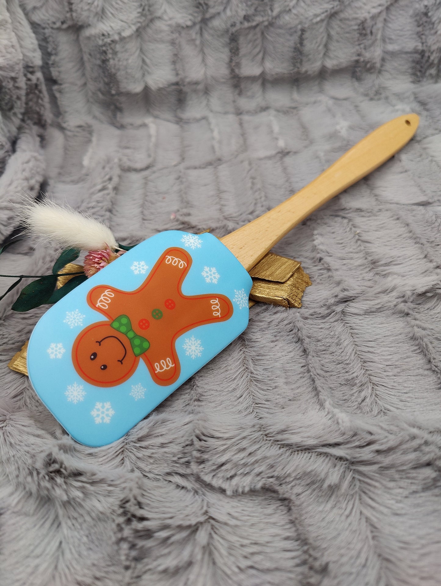 Silikonspatel XXXL personalisiert Keks blau Weihnachten Teigschaber backen kochen ca. 31 cm lang mit Wunschgravur Geschenk Küchenhelfer
