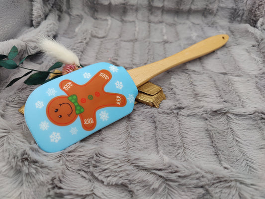 Silikonspatel XXXL personalisiert Keks blau Weihnachten Teigschaber backen kochen ca. 31 cm lang mit Wunschgravur Geschenk Küchenhelfer
