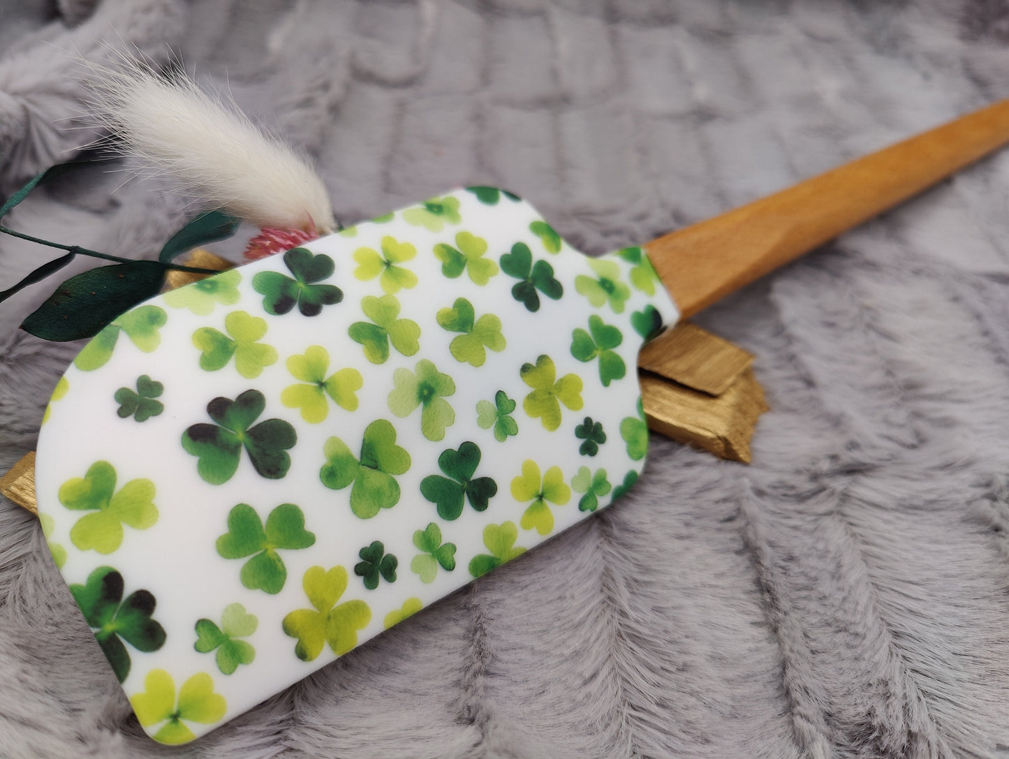 Teigschaber Silikonspatel XXXL personalisiert Klee Glück  backen kochen ca. 32 cm lang mit Wunschgravur Geschenk Küchenhelfer
