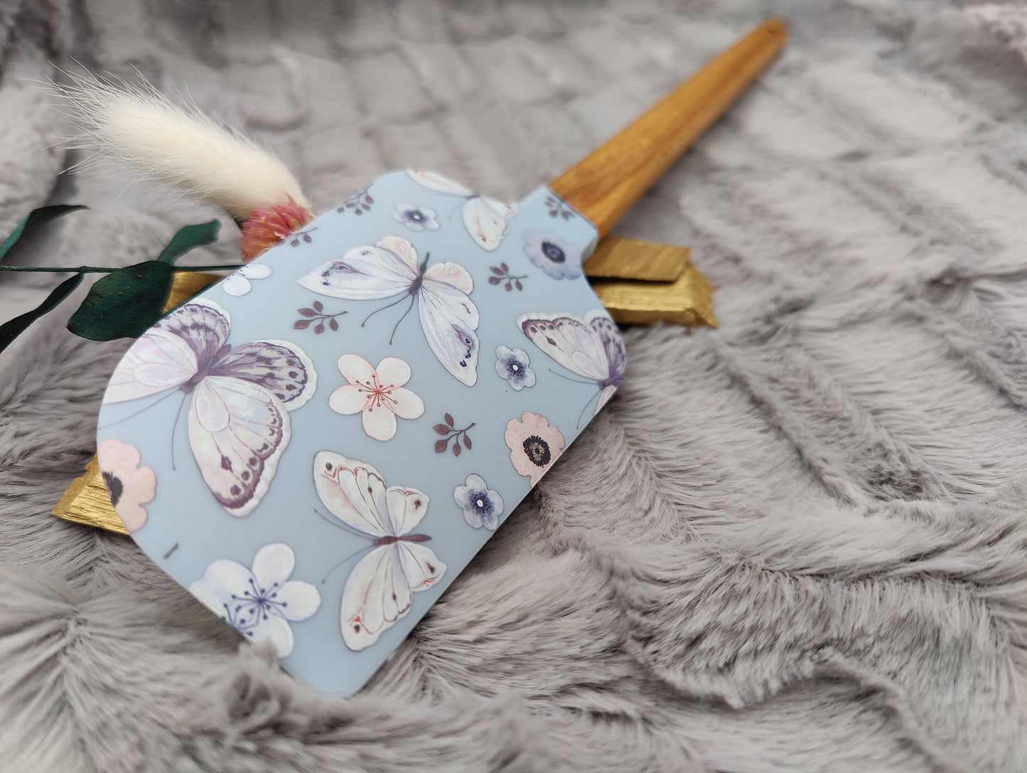 Teigschaber Silikonspatel XXXL personalisiert Schmetterling Butterfly backen kochen ca. 31 cm lang mit Wunschgravur Geschenk Küchenhelfer