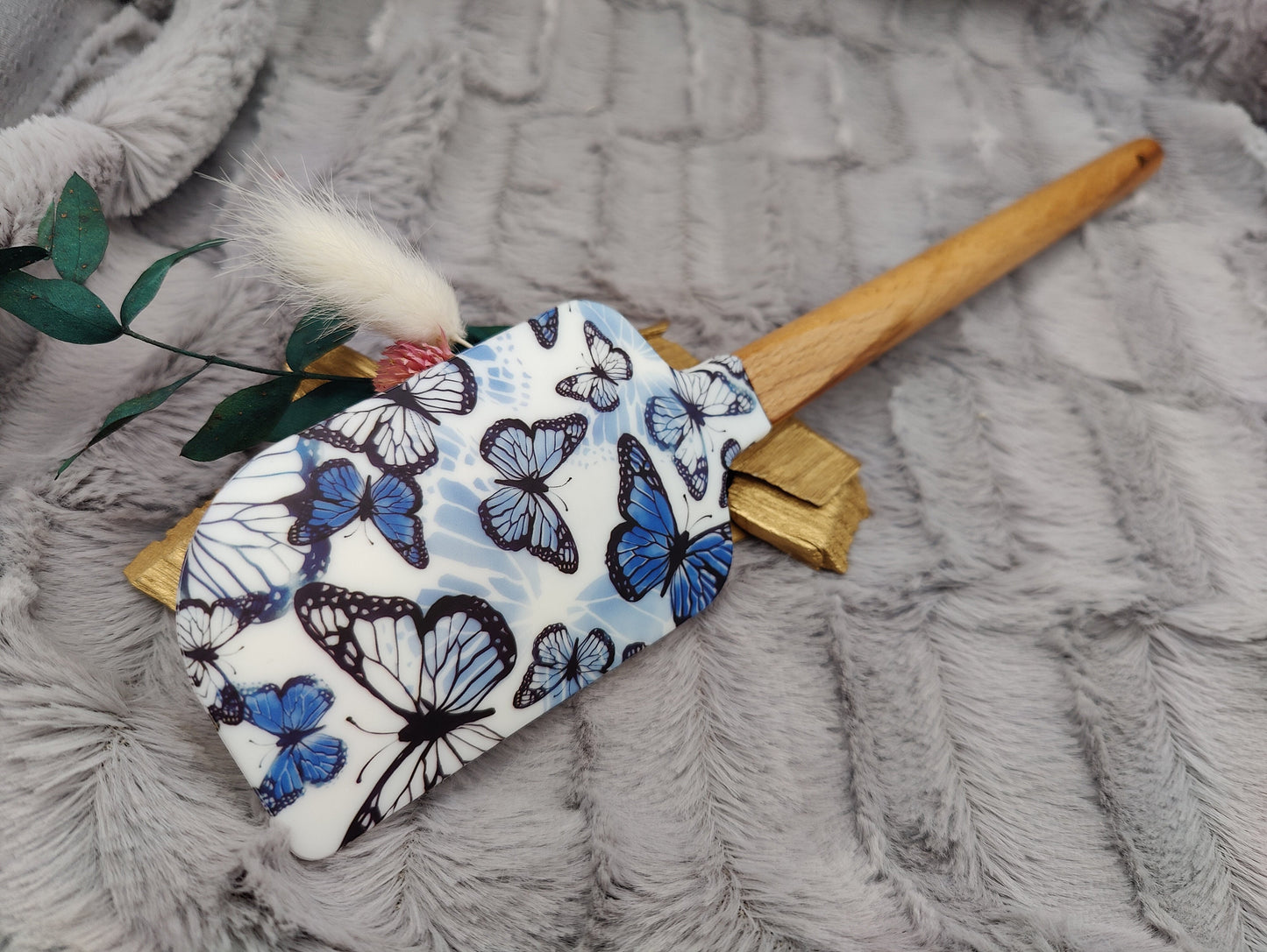 Teigschaber Silikonspatel XXXL personalisiert Schmetterling  backen kochen ca. 31 cm lang mit Wunschgravur Geschenk Küchenhelfer