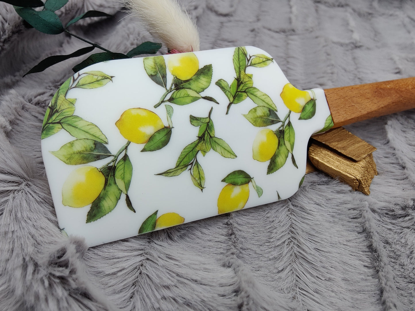 Teigschaber Silikonspatel XXXL personalisiert Zitrone  backen kochen ca. 31 cm lang mit Wunschgravur Geschenk Küchenhelfer
