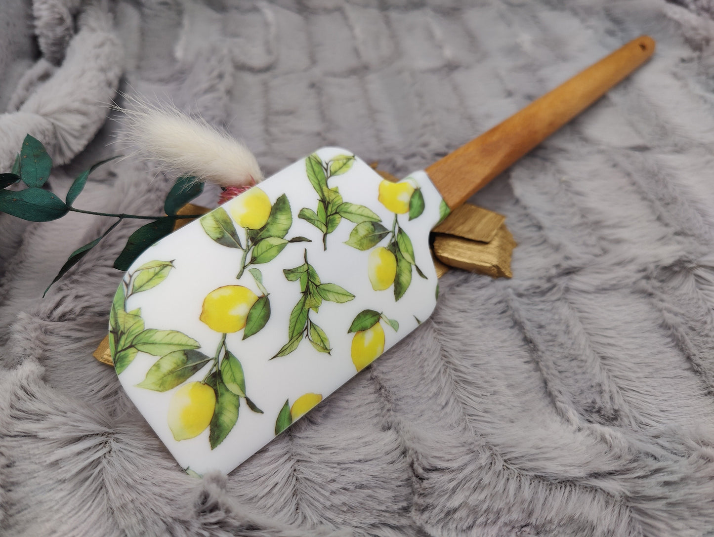 Teigschaber Silikonspatel XXXL personalisiert Zitrone  backen kochen ca. 31 cm lang mit Wunschgravur Geschenk Küchenhelfer