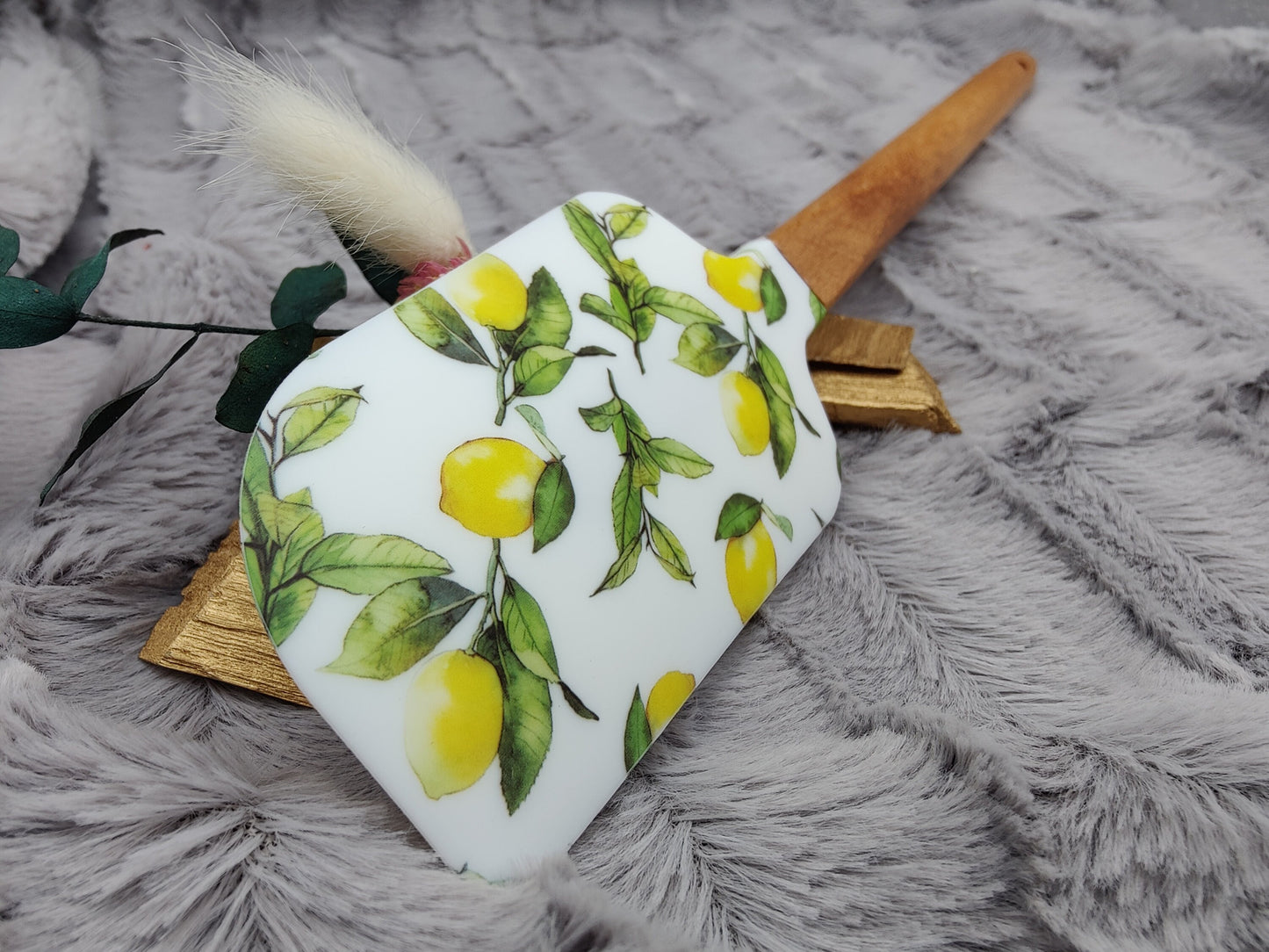 Teigschaber Silikonspatel XXXL personalisiert Zitrone  backen kochen ca. 31 cm lang mit Wunschgravur Geschenk Küchenhelfer