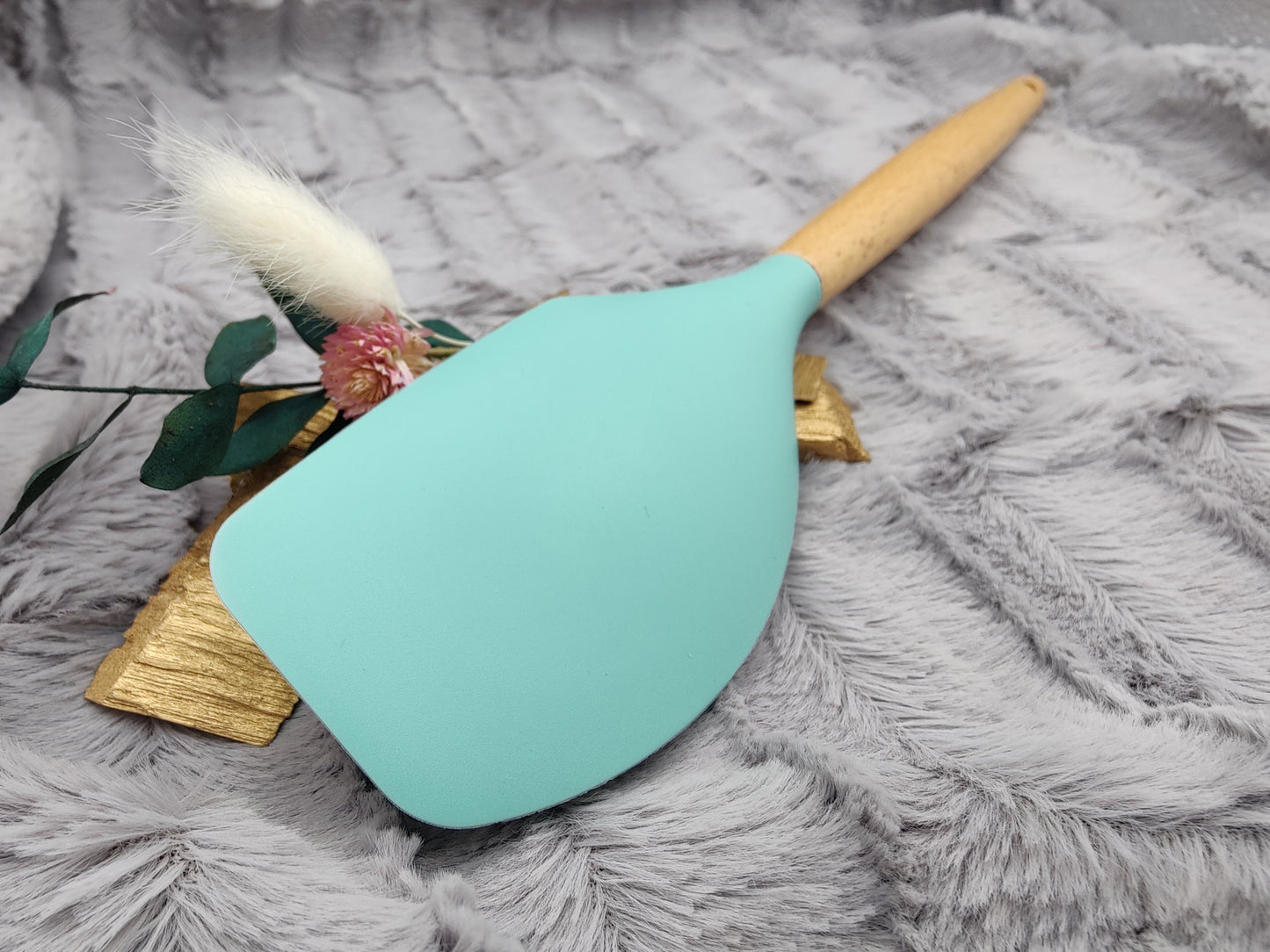 Teigschaber Silikonspatel XXXL personalisiert mint  backen kochen ca. 32 cm lang mit Wunschgravur Geschenk Küchenhelfer
