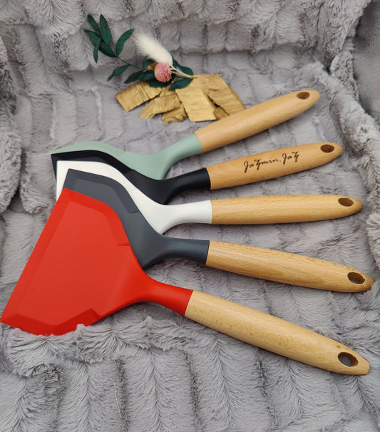Pfannenwender personalisiert Silikon backen kochen ca. 26 cm lang mit Wunschgravur Geschenk Küchenhelfer