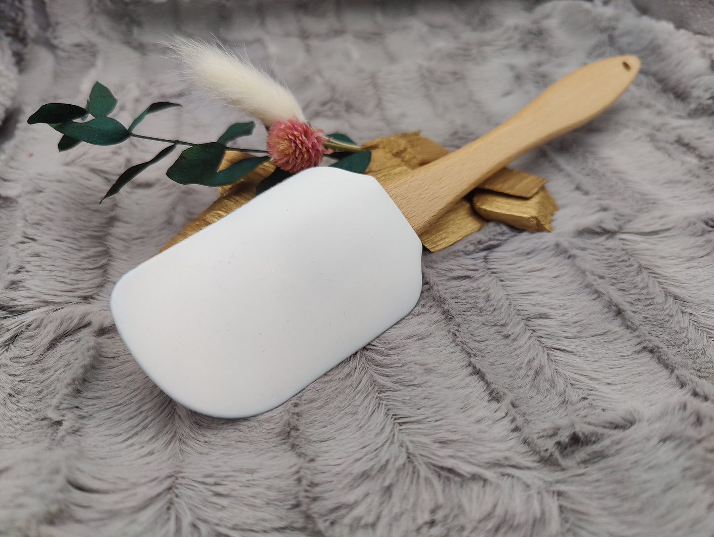 Silikonspatel personalisiert weiß Ski Pinguin Weihnachten Teigschaber backen, kochen ca. 25 cm lang mit Wunschgravur Geschenk