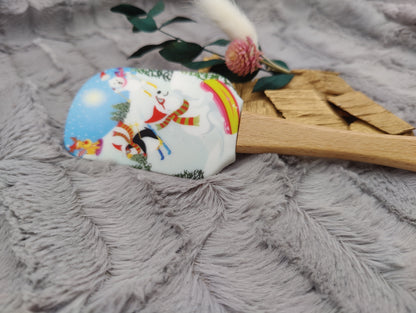 Silikonspatel personalisiert weiß Ski Pinguin Weihnachten Teigschaber backen, kochen ca. 25 cm lang mit Wunschgravur Geschenk