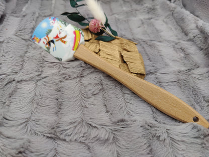 Silikonspatel personalisiert weiß Ski Pinguin Weihnachten Teigschaber backen, kochen ca. 25 cm lang mit Wunschgravur Geschenk