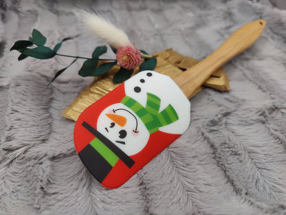 Silikonspatel personalisiert Schneemann Weihnachten Teigschaber backen, kochen ca. 25 cm lang mit Wunschgravur Geschenk