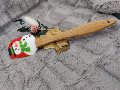Silikonspatel personalisiert Schneemann Weihnachten Teigschaber backen, kochen ca. 25 cm lang mit Wunschgravur Geschenk