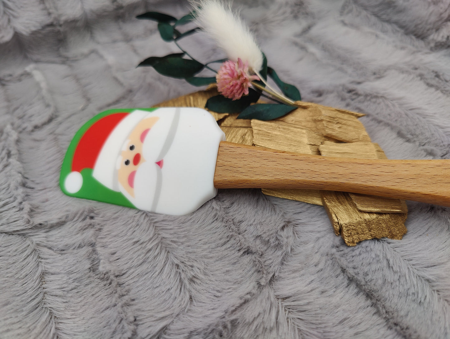 Silikonspatel personalisiert grün Nikolaus Weihnachten Teigschaber backen, kochen ca. 25 cm lang mit Wunschgravur Geschenk