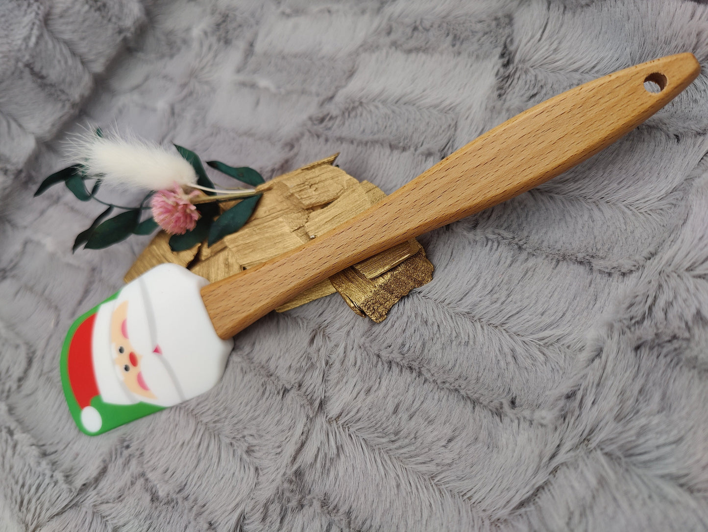 Silikonspatel personalisiert grün Nikolaus Weihnachten Teigschaber backen, kochen ca. 25 cm lang mit Wunschgravur Geschenk