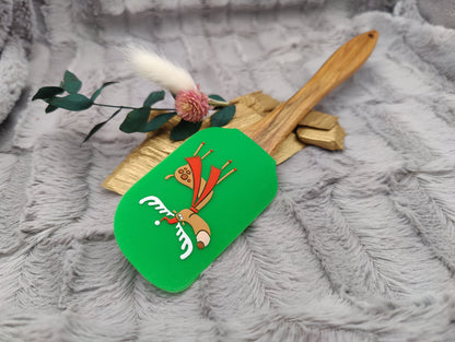 Silikonspatel personalisiert grün 3D Rentier Weihnachten Teigschaber backen, kochen ca. 25 cm lang mit Wunschgravur Geschenk