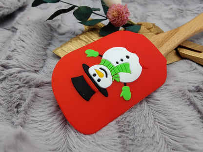 Silikonspatel personalisiert rot 3D Schneemann Weihnachten Teigschaber backen, kochen ca. 25 cm lang mit Wunschgravur Geschenk