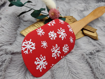 Silikonspatel personalisiert rot Schneeflocken Weihnachten Teigschaber backen, kochen ca. 25 cm lang mit Wunschgravur Geschenk