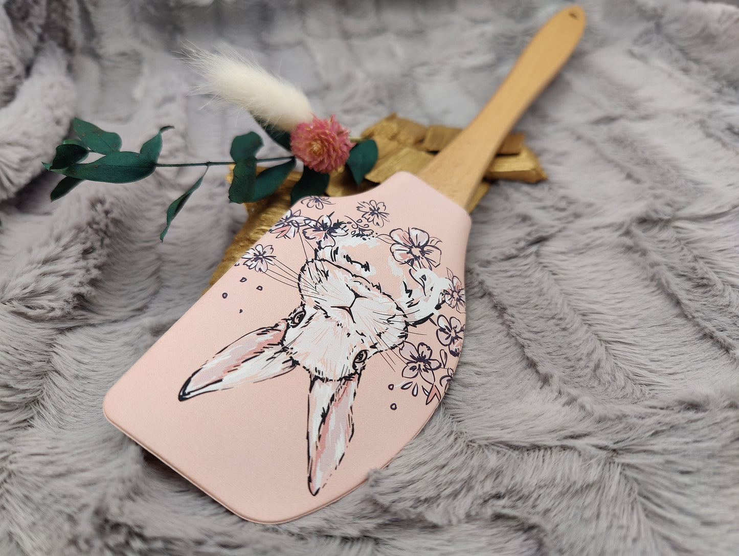 Teigschaber Silikonspatel XXXL Hase Ostern  backen kochen personalisiert ca. 31 cm lang mit Wunschgravur Geschenk Küchenhelfer